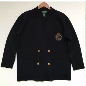 Ralph Lauren M Navy Double Breasted Knit Cardigan